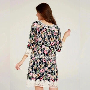 Sweet Miss Embroidered 3/4 Sleeve Dress With Lacey Accents Size L/XL